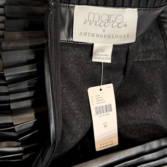 NWT Anthropologie x Mare Mare Tiered Faux Leather Mini Skirt Black Women Size M - Picture 3 of 6